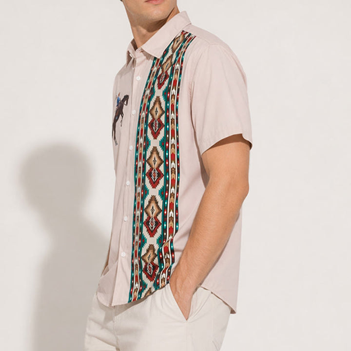 Chemise à manches courtes ample décontractée à imprimé western pour homme - image 2
