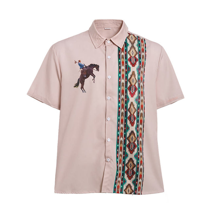 Chemise à manches courtes ample décontractée à imprimé western pour homme - image 9