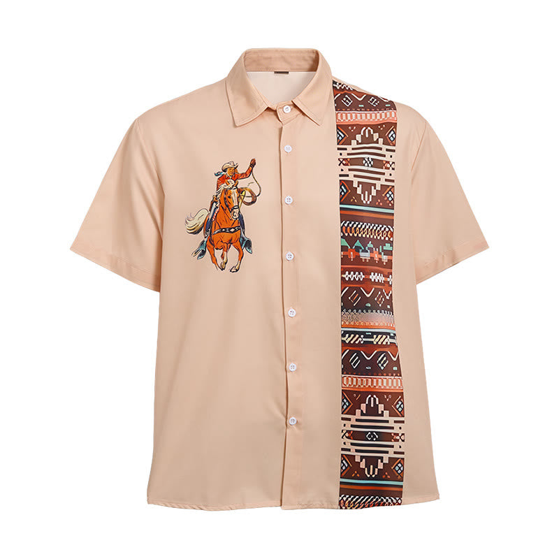 Chemise décontractée à manches courtes pour homme, imprimé cowboy vintage lasso - image 9