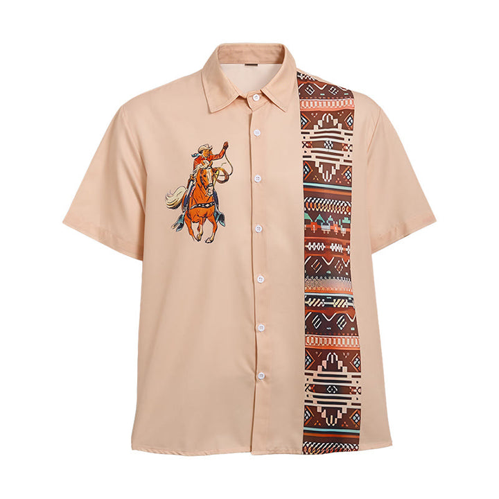 Chemise décontractée à manches courtes pour homme, imprimé cowboy vintage lasso - image 9