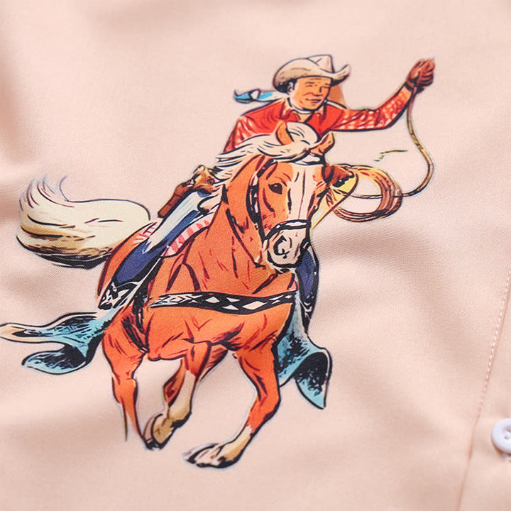 Chemise décontractée à manches courtes pour homme, imprimé cowboy vintage lasso - image 5