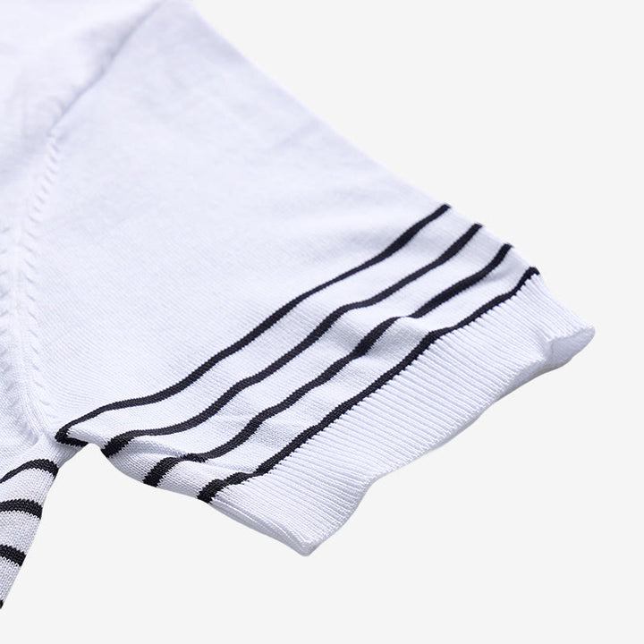 Polo rayé à manches courtes pour homme, coupe classique - image 9