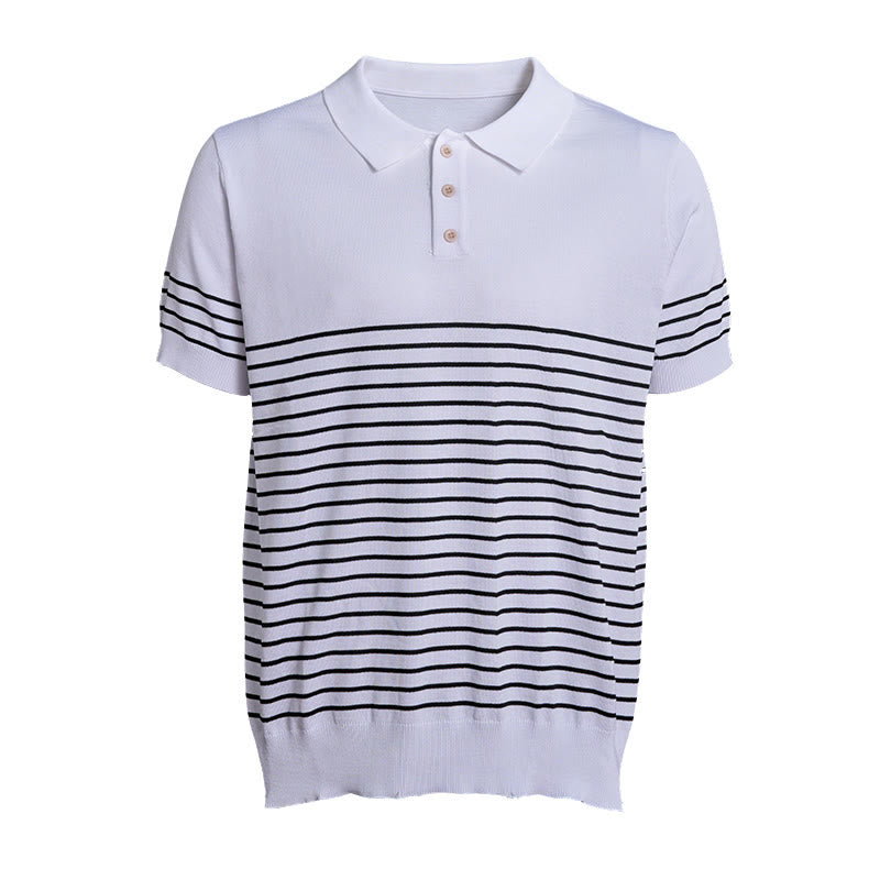 Polo rayé à manches courtes pour homme, coupe classique - image 11