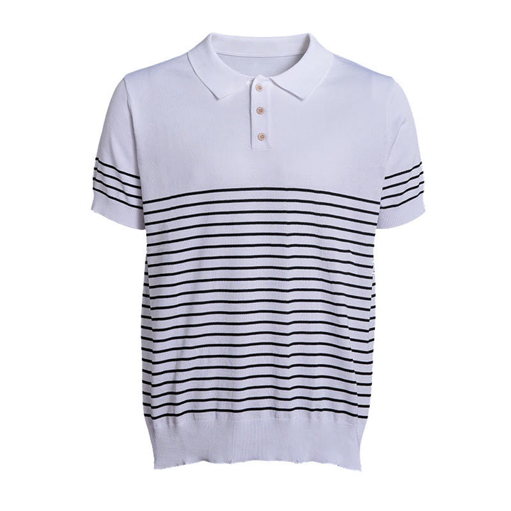 Polo rayé à manches courtes pour homme, coupe classique - image 11