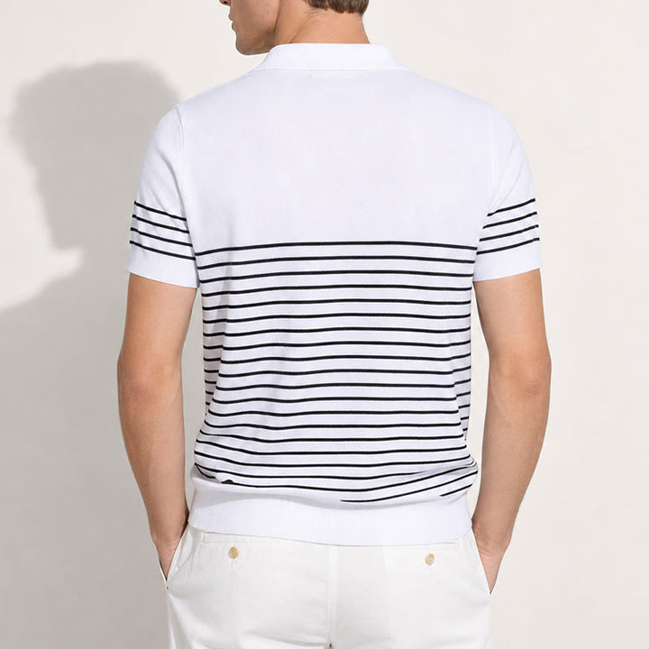 Polo rayé à manches courtes pour homme, coupe classique - image 3