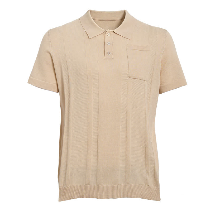 Polo homme à rayures verticales en maille, style décontracté au quotidien - image 11