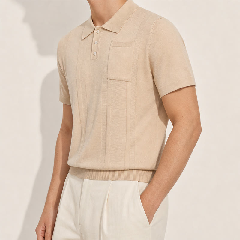 Polo homme à rayures verticales en maille, style décontracté au quotidien - image 2