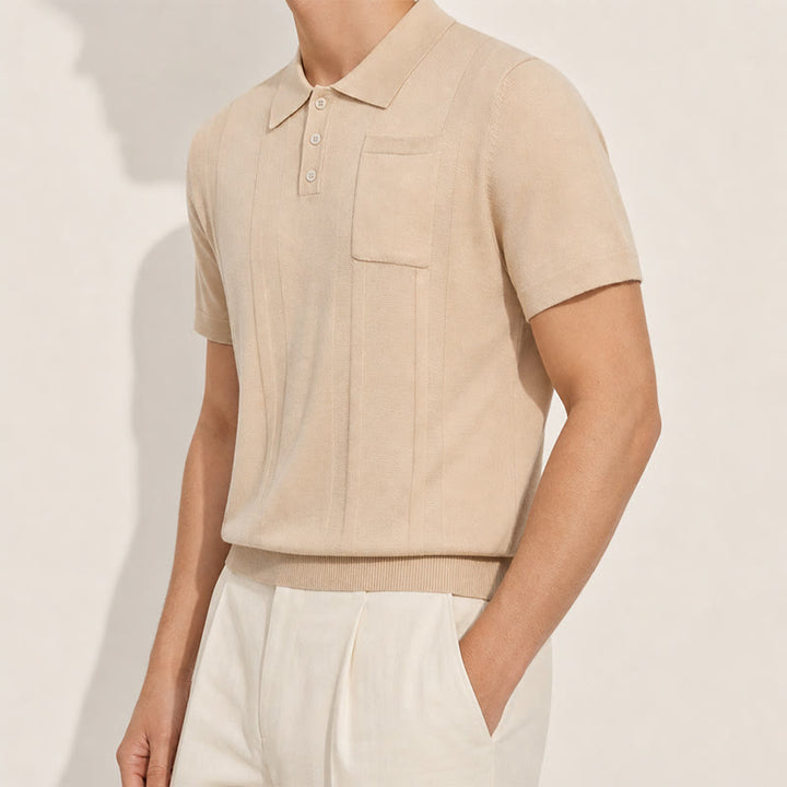 Polo homme à rayures verticales en maille, style décontracté au quotidien - image 2