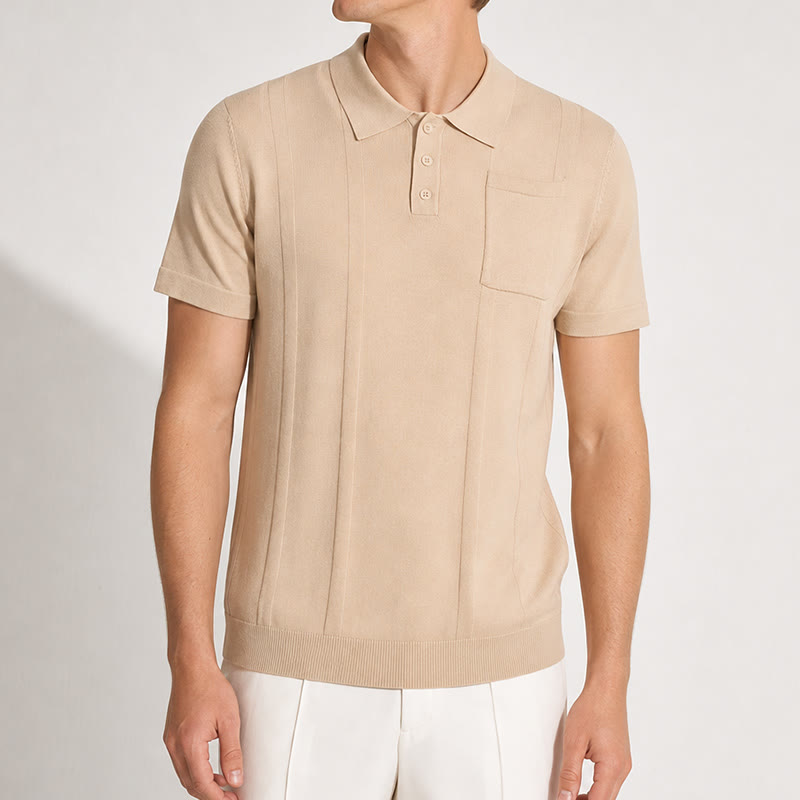 Polo homme à rayures verticales en maille, style décontracté au quotidien - image 1
