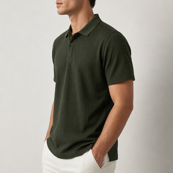 Polo décontracté pour homme en maille texturée respirante, coupe ample - image 2