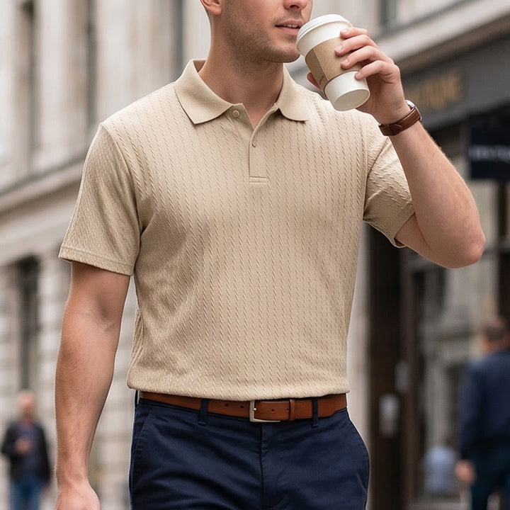 Polo décontracté pour homme en maille texturée respirante, coupe ample - Kaki - 3XL - image 7
