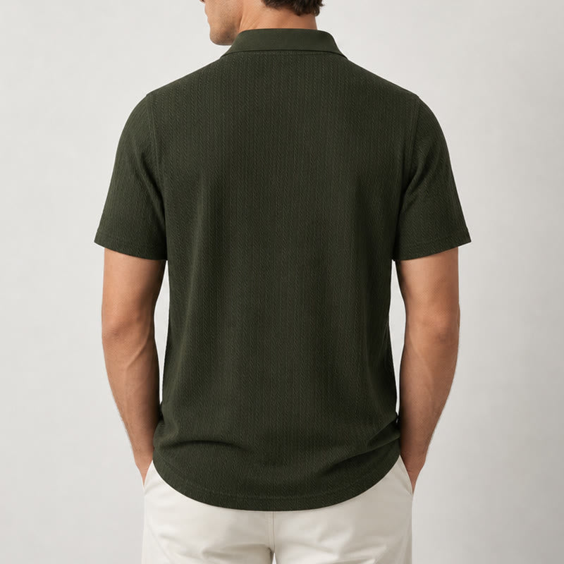 Polo décontracté pour homme en maille texturée respirante, coupe ample - image 3