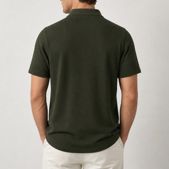 Polo décontracté pour homme en maille texturée respirante, coupe ample - image 3