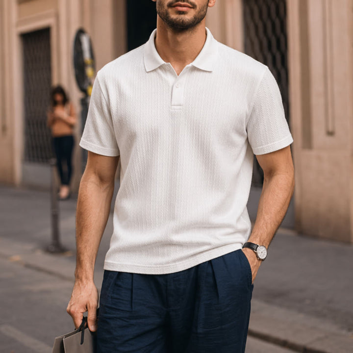 Polo décontracté pour homme en maille texturée respirante, coupe ample - Blanc - 3XL - image 5