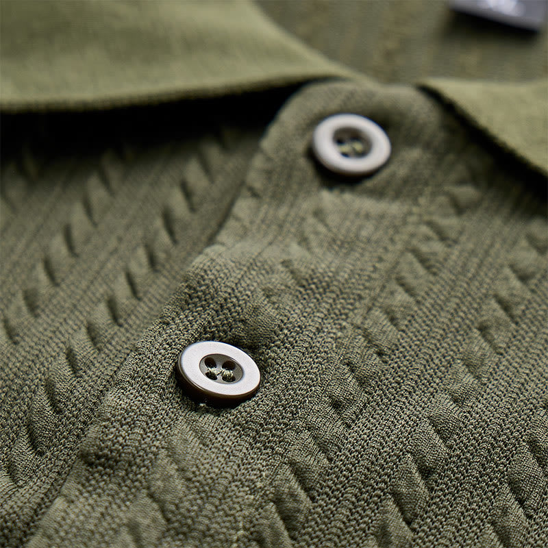 Polo décontracté pour homme en maille texturée respirante, coupe ample - image 11