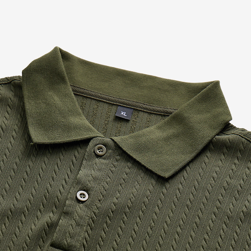 Polo décontracté pour homme en maille texturée respirante, coupe ample - image 10