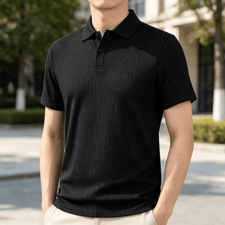 Polo décontracté pour homme en maille texturée respirante, coupe ample - Noir - 3XL - image 4