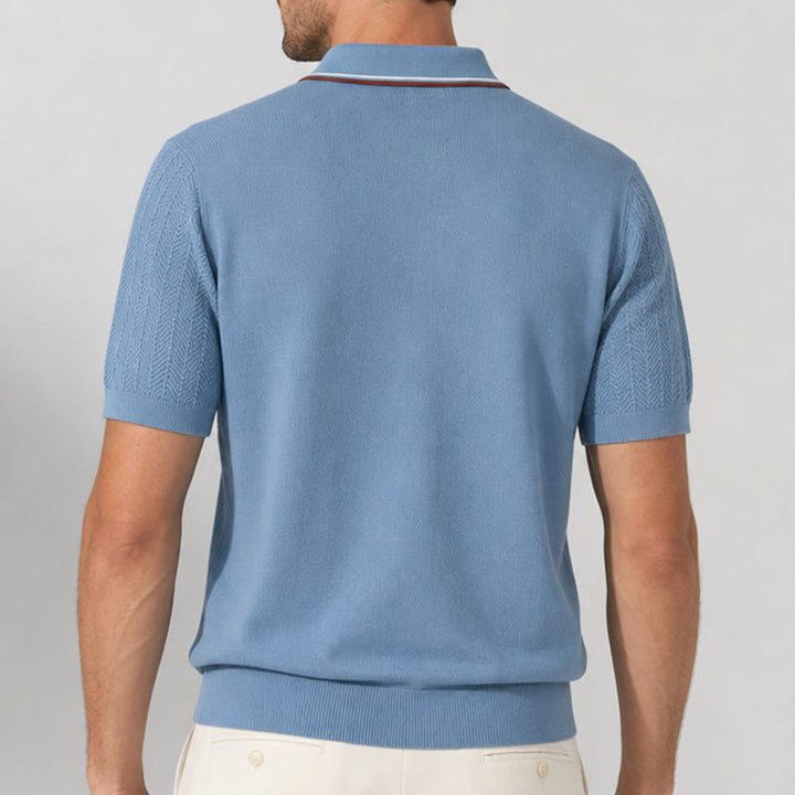 Polo à manches courtes en maille avec col contrastant pour homme - image 3