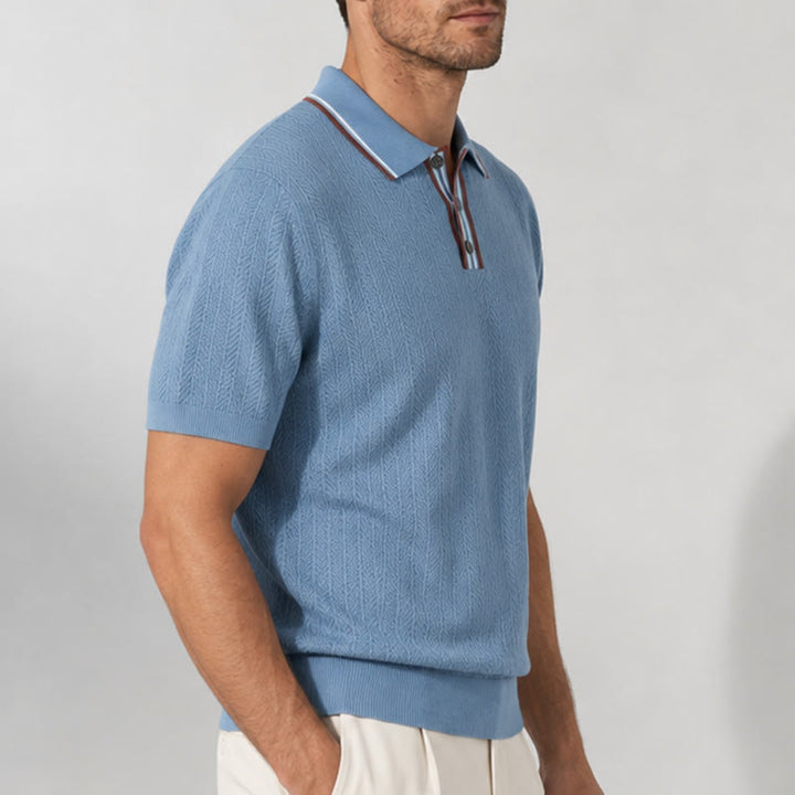 Polo à manches courtes en maille avec col contrastant pour homme - image 2