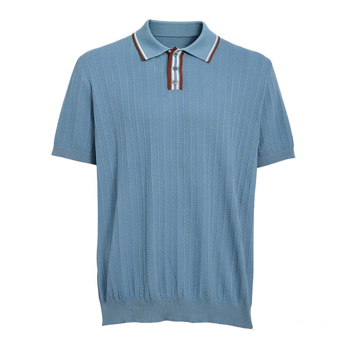 Polo à manches courtes en maille avec col contrastant pour homme - image 9