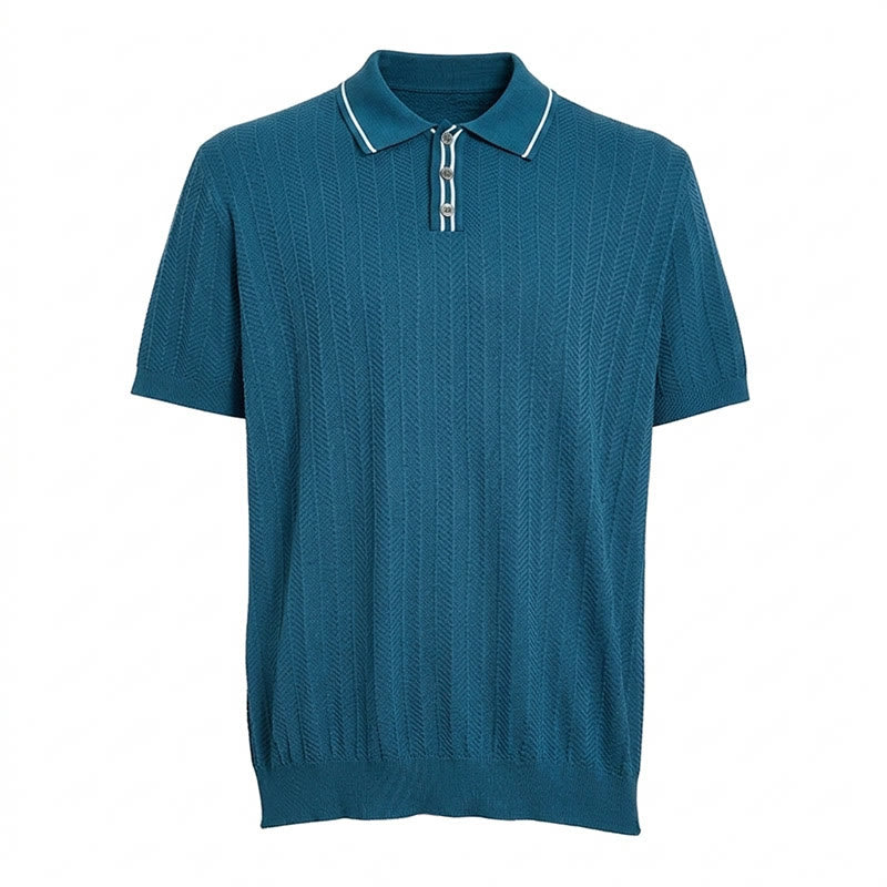 Polo à manches courtes en maille avec col contrastant pour homme - image 11
