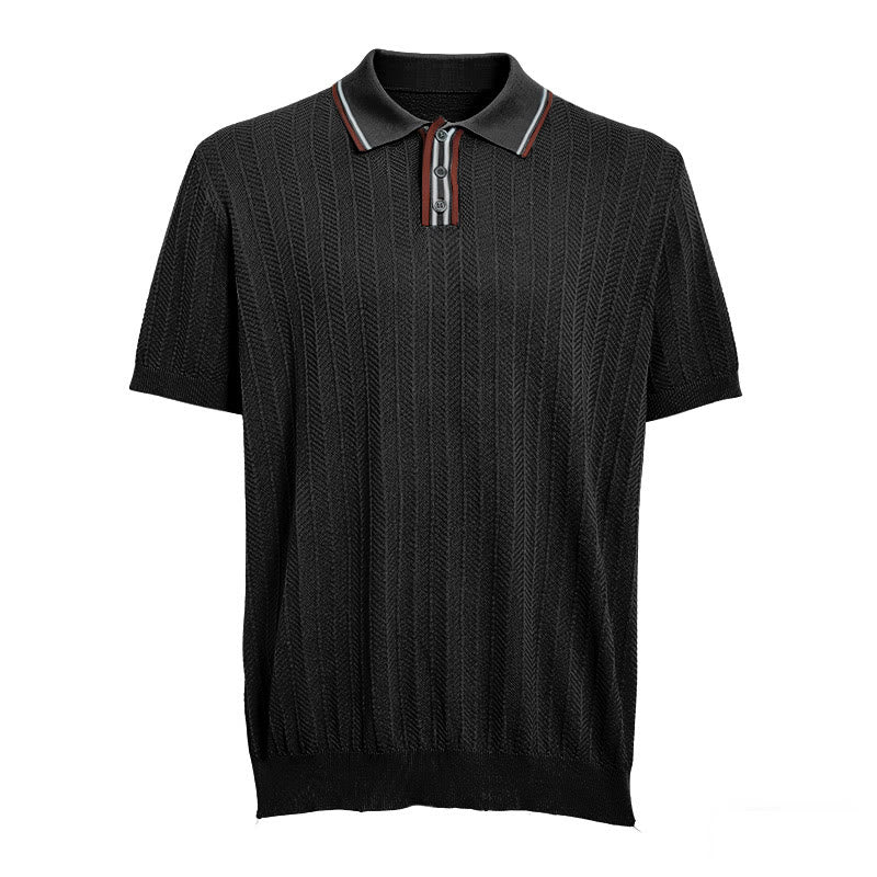 Polo à manches courtes en maille avec col contrastant pour homme - image 12