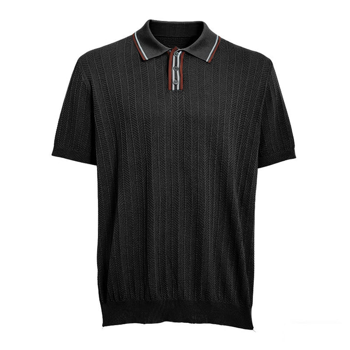 Polo à manches courtes en maille avec col contrastant pour homme - image 12