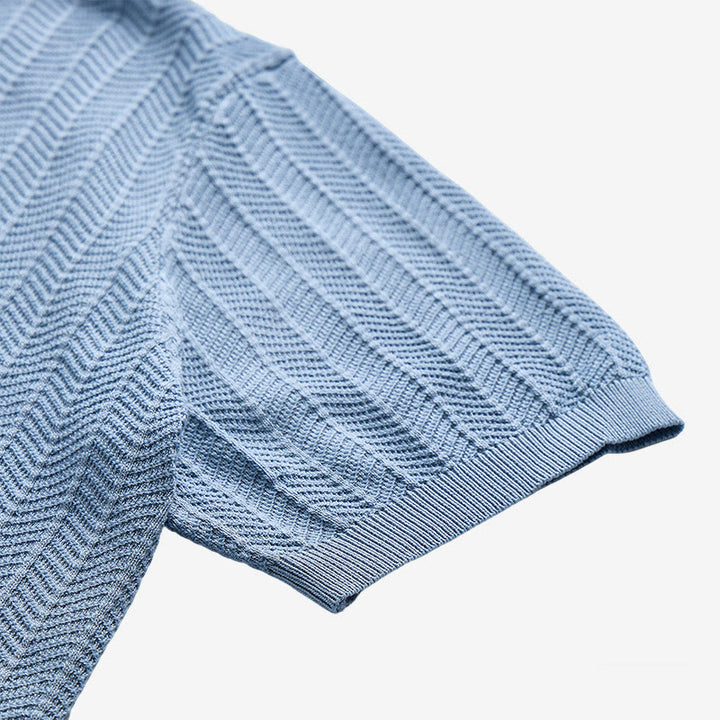 Polo à manches courtes en maille avec col contrastant pour homme - image 8