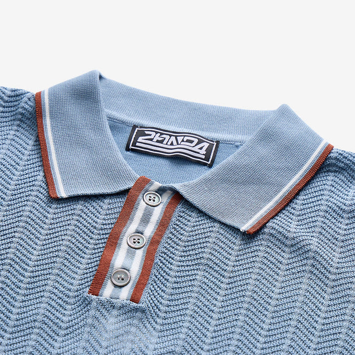 Polo à manches courtes en maille avec col contrastant pour homme - image 6