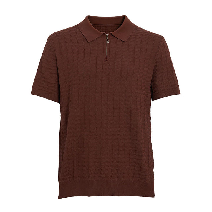 Polo à manches courtes et demi-zip en maille gaufrée pour homme - image 10