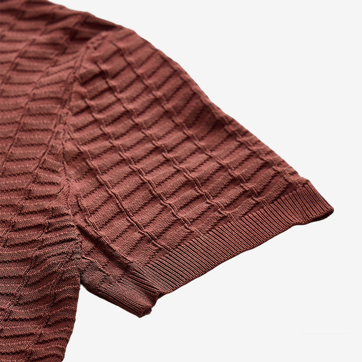 Polo à manches courtes et demi-zip en maille gaufrée pour homme - image 9