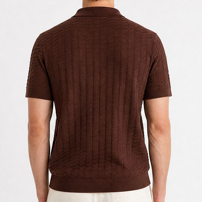 Polo à manches courtes et demi-zip en maille gaufrée pour homme - image 3