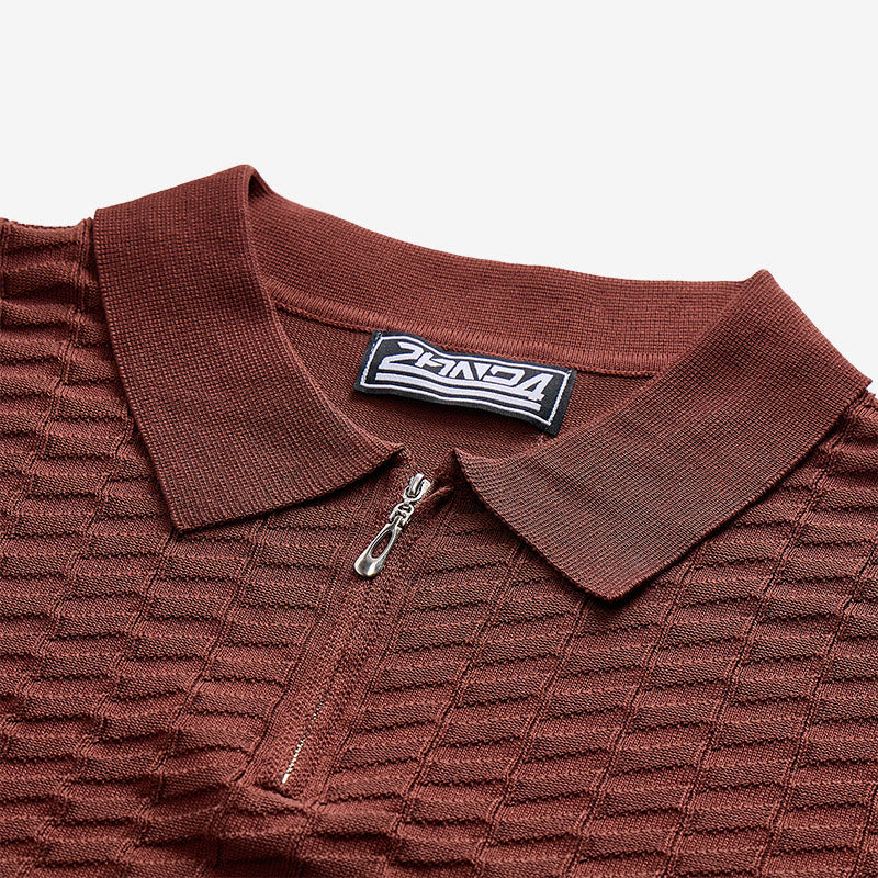 Polo à manches courtes et demi-zip en maille gaufrée pour homme - image 6