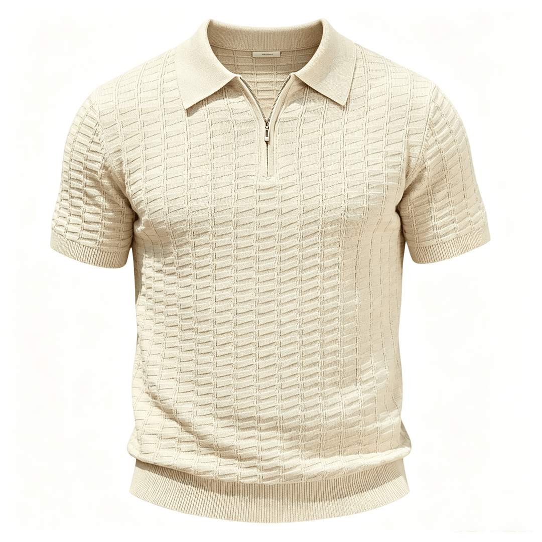 Polo à manches courtes et demi-zip en maille gaufrée pour homme - image 13