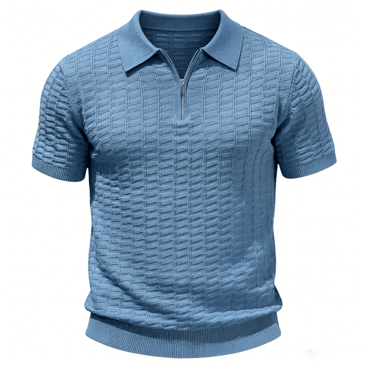 Polo à manches courtes et demi-zip en maille gaufrée pour homme - image 12