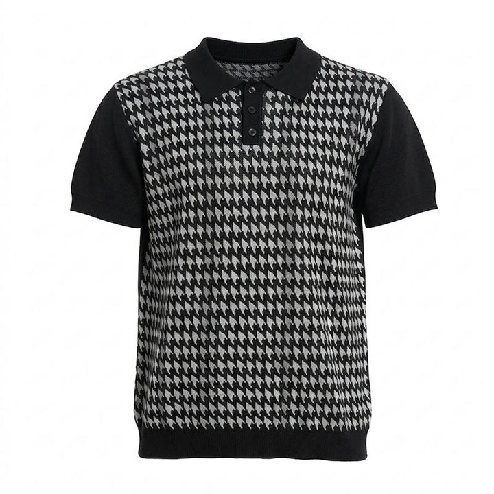 Polo à manches courtes en maille à motif pied-de-poule pour homme - image 13