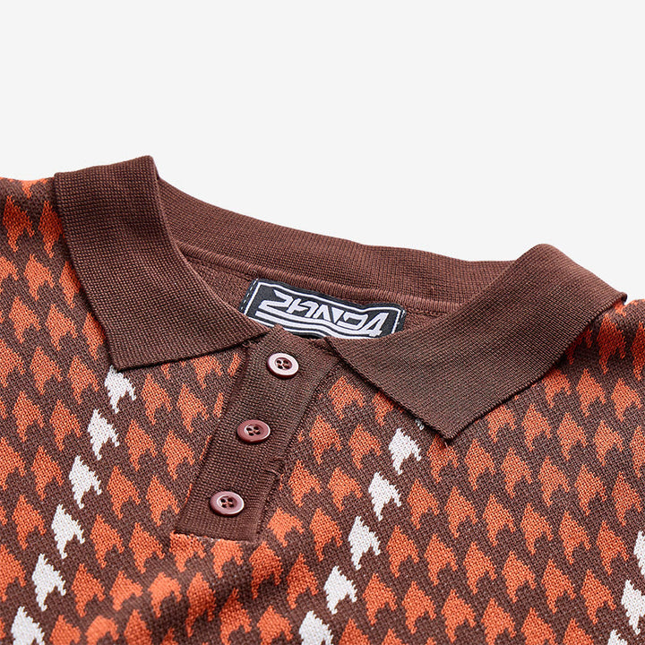 Polo à manches courtes en maille à motif pied-de-poule pour homme - image 6