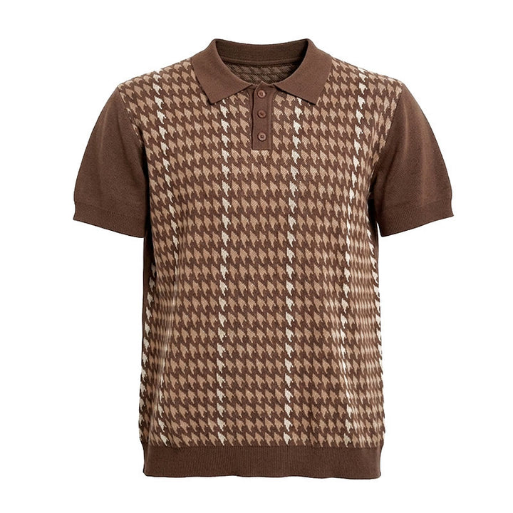 Polo à manches courtes en maille à motif pied-de-poule pour homme - image 12