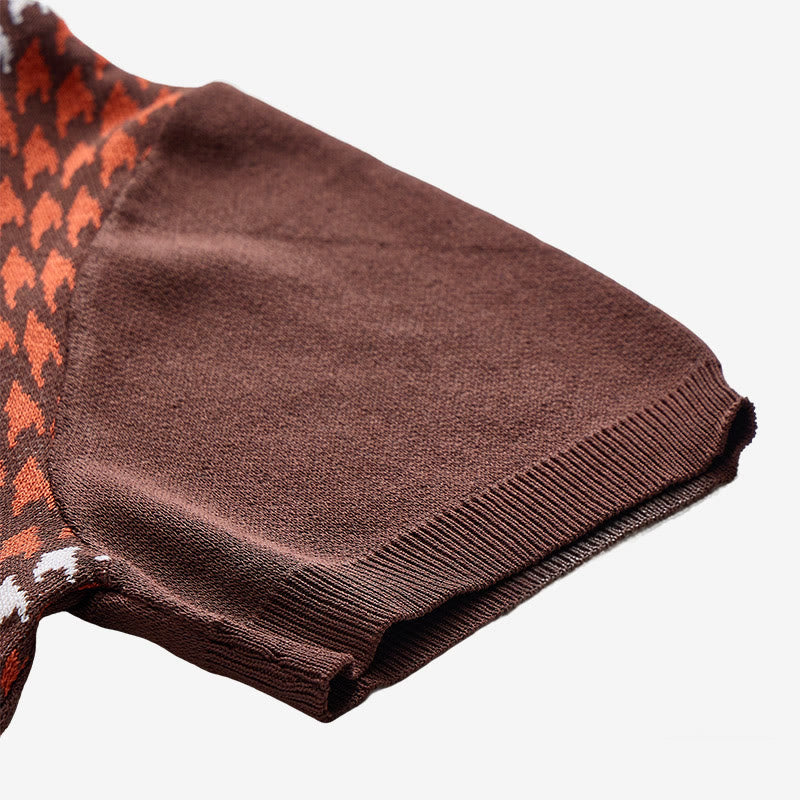 Polo à manches courtes en maille à motif pied-de-poule pour homme - image 9