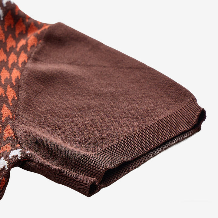 Polo à manches courtes en maille à motif pied-de-poule pour homme - image 9