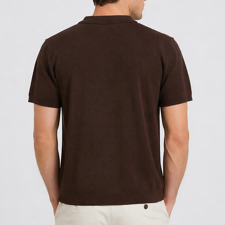 Polo à manches courtes en maille à motif pied-de-poule pour homme - image 3