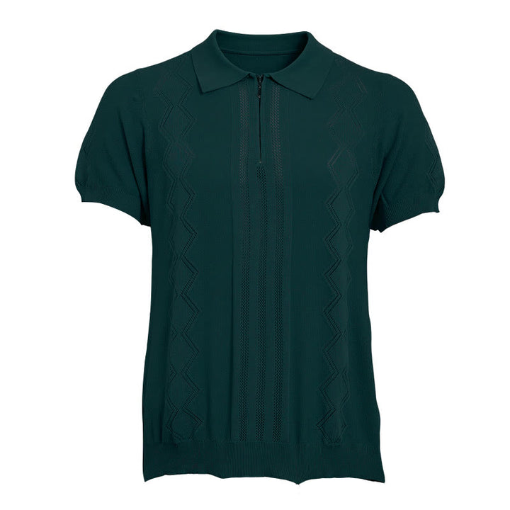Polo à manches courtes et demi-zip pour homme, en maille géométrique - image 13