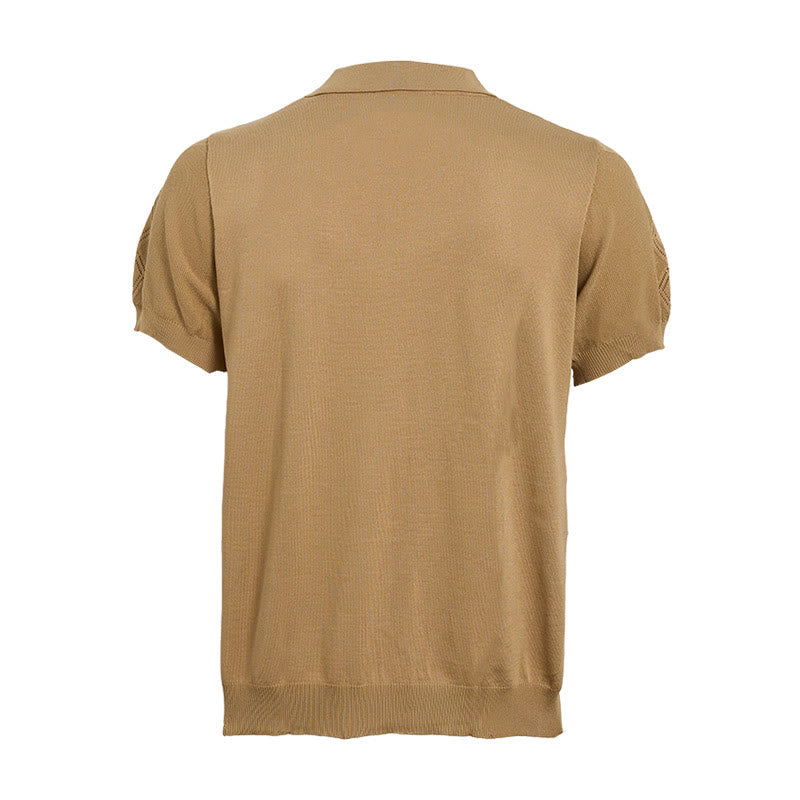 Polo à manches courtes et demi-zip pour homme, en maille géométrique - image 12