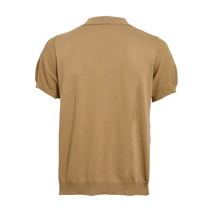 Polo à manches courtes et demi-zip pour homme, en maille géométrique - image 12