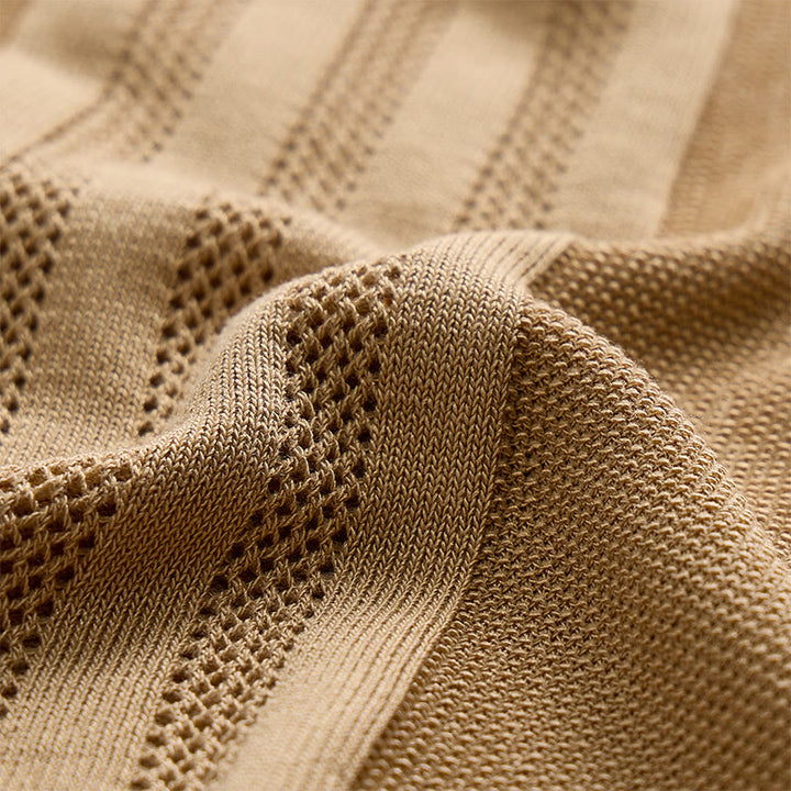 Polo à manches courtes et demi-zip pour homme, en maille géométrique - image 8