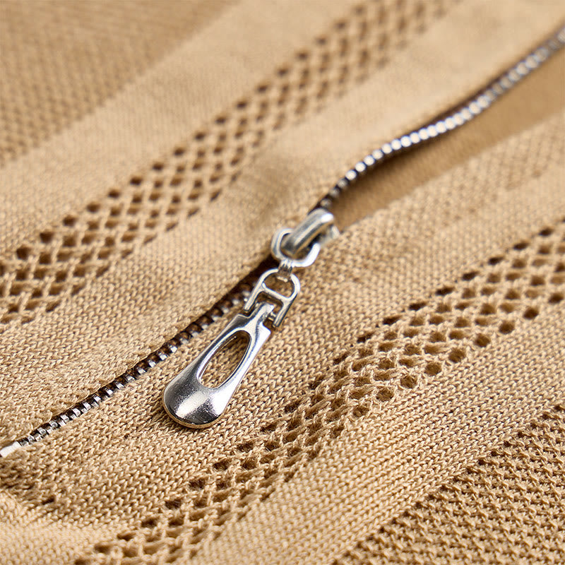 Polo à manches courtes et demi-zip pour homme, en maille géométrique - image 7