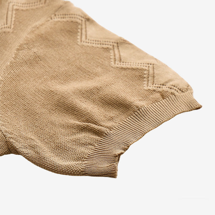 Polo à manches courtes et demi-zip pour homme, en maille géométrique - image 9