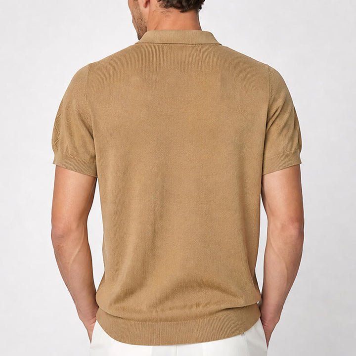 Polo à manches courtes et demi-zip pour homme, en maille géométrique - image 3