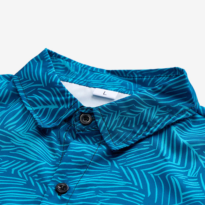 Chemise à manches courtes pour homme, imprimé abstrait turquoise, idéale pour les vacances d'été. - image 4