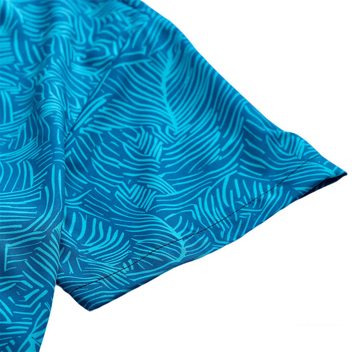 Chemise à manches courtes pour homme, imprimé abstrait turquoise, idéale pour les vacances d'été. - image 8